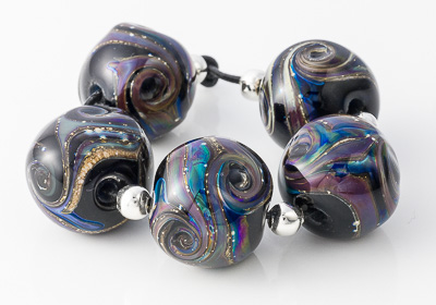 Oil Slick Lampwork Nugget Beads