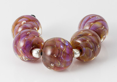Silver Glass Swirl Lampwork Beads
