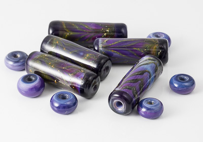 Purple Tube Lampwork Beads