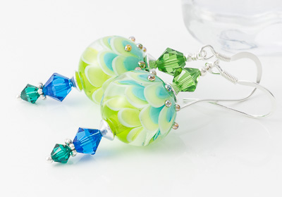 Green Lampwork Earrings