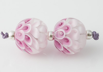 Pink Bubbly Lampwork Dahlia Beads