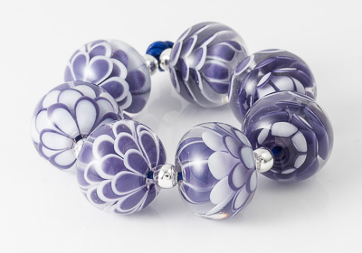 Purple and White Dahlia Beads