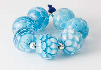 Turquoise and White Dahlia Beads