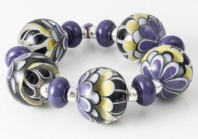 Purple Lampwork Dahlia Beads