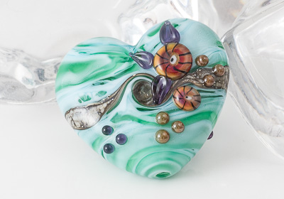 Turquoise Heart Lampwork Bead