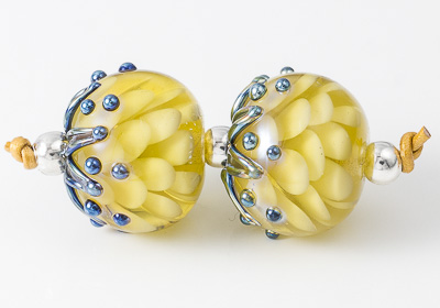 Dark Yellow Dahlia Lampwork Beads
