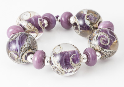 Purple Swirl Lampwork Beads