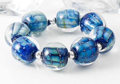 "Sappphira" Silvered Glass Lampwork Beads