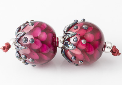 Dark Pink Dahlia Lampwork Beads