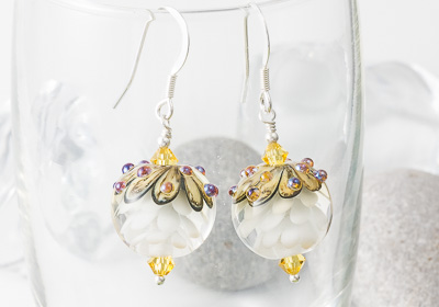 Dahlia Lampwork Earrings