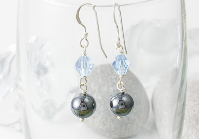 Haematite and Crystal Earrings