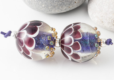 Purple Dichroic Lampwork Beads