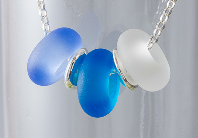 Blue Tumbled Charm Bead Necklace