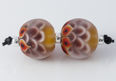 Amber Dahlia Lampwork Beads