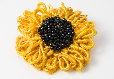 Sunflower Beaded Brooch