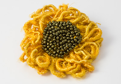 Sunflower Beaded Brooch