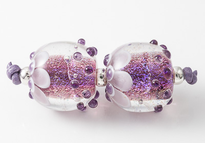Pink Dichroic Lampwork Beads