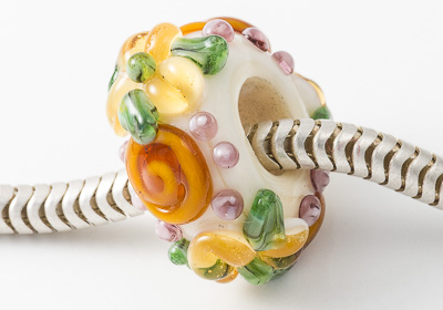 Flowery Lampwork Charm Bead