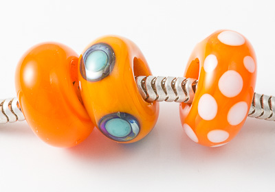 Orange Lampwork Charm Beads