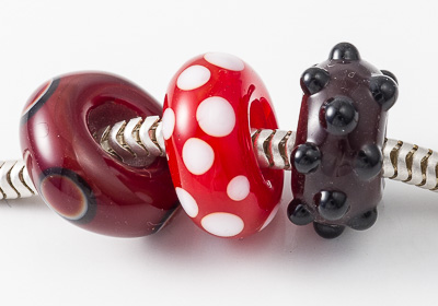 Red Lampwork Charm Beads