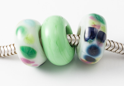 Green Lampwork Charm Beads