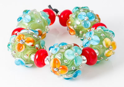 Bright Flowery Lampwork Beads