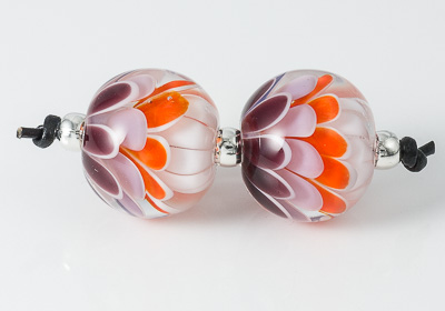 Orange Dahlia Lampwork Beads