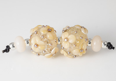 Glittery Flower Lampwork Beads