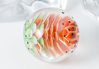 Watermelon Lampwork Dalhia Bead