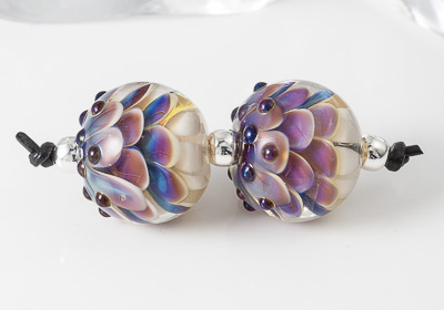 Silver Glass Dahlia Lampwork Beads