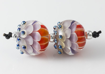 Lilac Dahlia Lampwork Beads