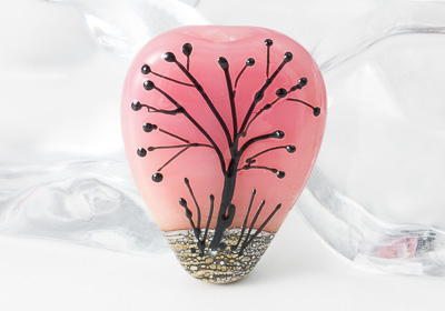 Pink Sunset Lampwork Tree Bead