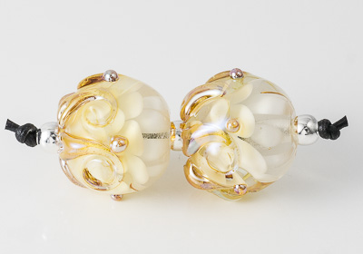 Golden Dahlia Lampwork Beads