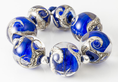 Blue Swirly Lampwork Beads