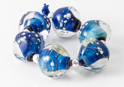 Blue Lampwork Nugget Beads