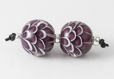 Purple Dahlia Lampwork Beads