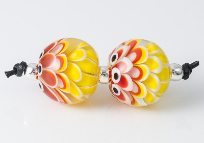 Yellow Dahlia Lampwork Beads