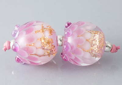 Sparkly Dahlia Lampwork Beads