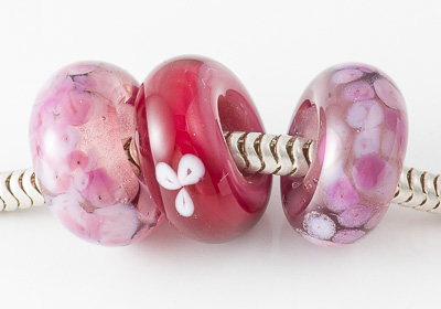 Pink Lampwork Charm Beads