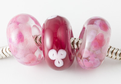 Pink Lampwork Charm Beads