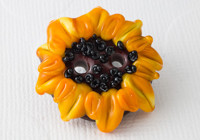 Sunflower Lampwork Button