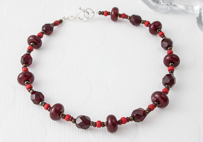 Dark Red Lampwork Bracelet