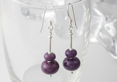 Purple Lampwork Bead Earrings