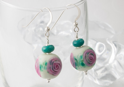 Rose Lampwork Earrings