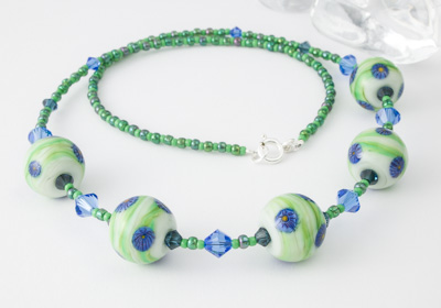 "Green Fields" Lampwork Necklace