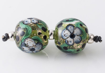 Glittery Lampwork Flower Beads