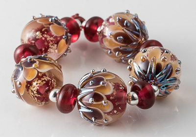 Lampwork Dahlia Bead Set