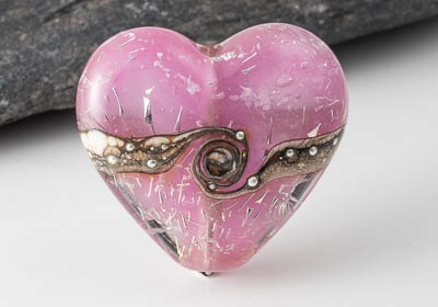 Dichroic Lampwork Heart Bead