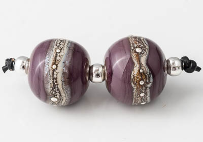 Ivory Banded Lampwork Beads