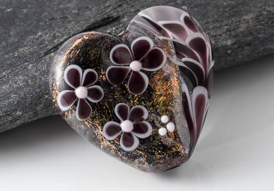 Dichroic Lampwork Heart Bead